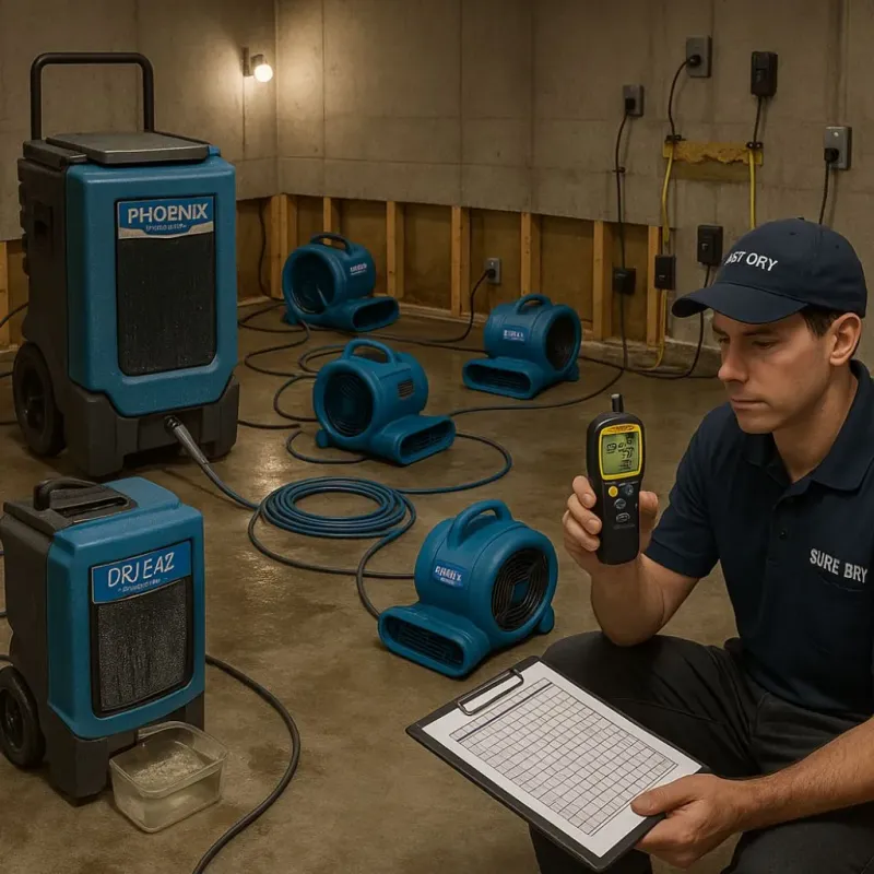 Structural Drying and Dehumidification process in Romulus, MI